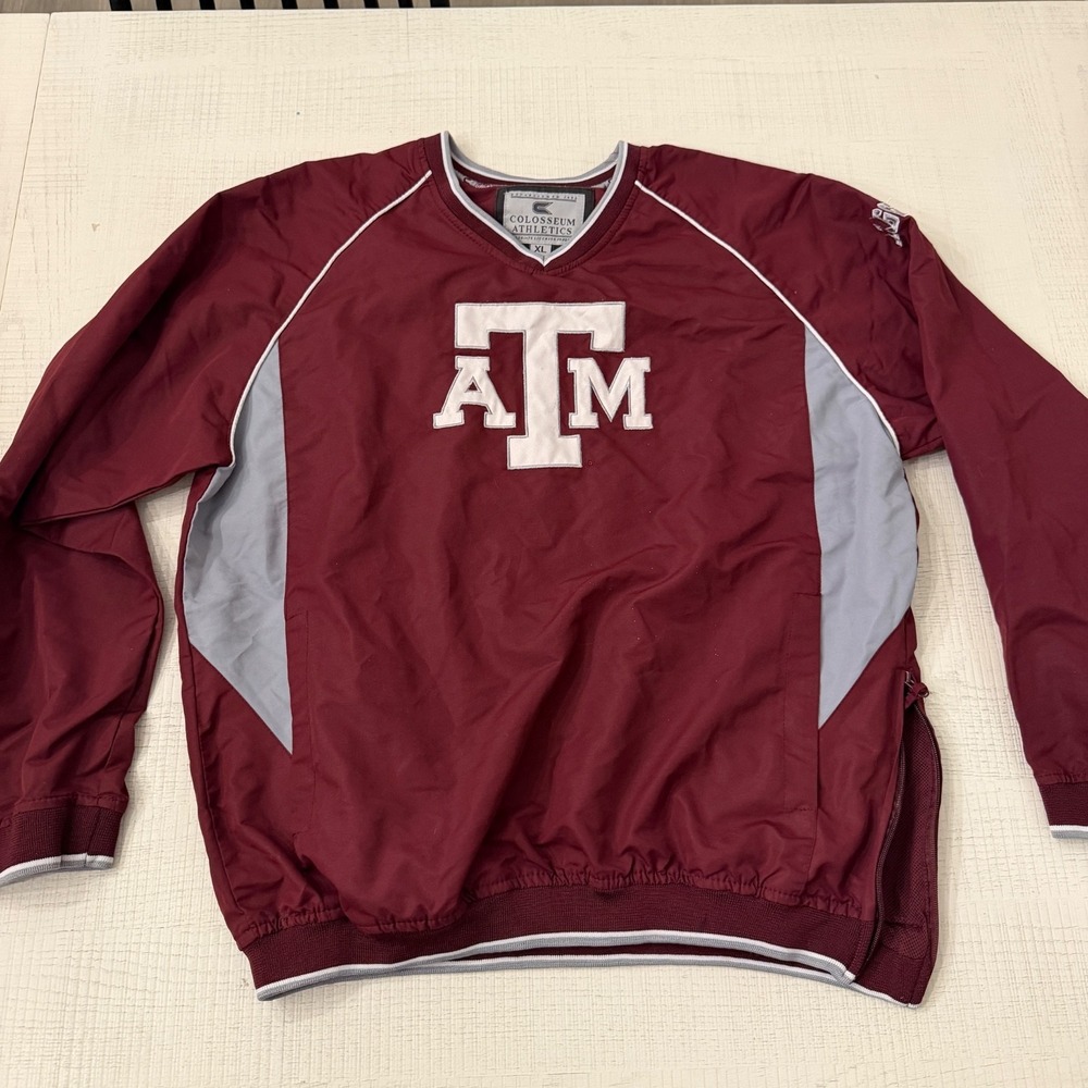 VINTAGE Texas A&M Aggies Windbreaker SEC TAMU Pullover Maroon Embroidery Logo XL